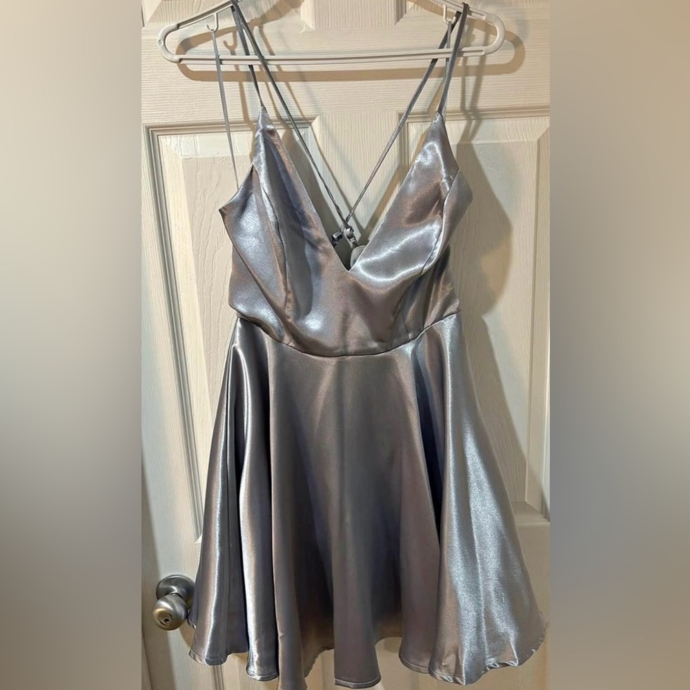 Light blue satin dress